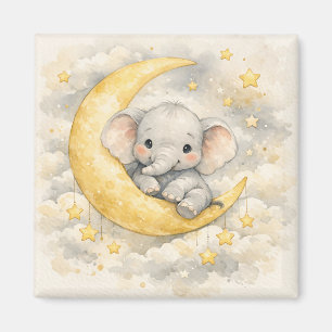 Aimant Jolie éléphant Lune Art de nurserie