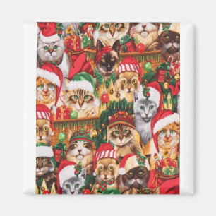Aimant Jolie famille de chats de Noël, design d'éblouis