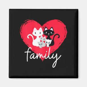 Aimant Jolie Famille de Chats Saint-Valentin