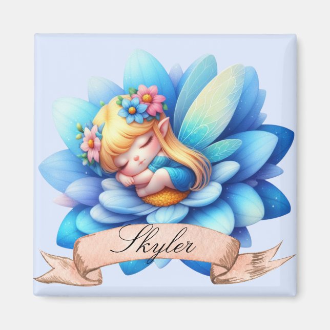 Aimant Jolie Fantaisiste Florale Douce Rêve Fée Endormie (Devant)