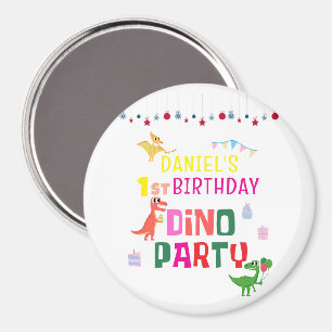Aimant Jolie fête d'anniversaire moderne de dinosaure pou