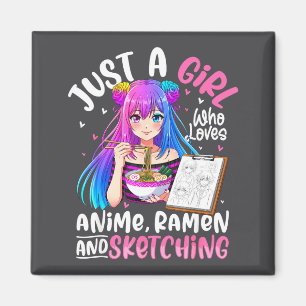 Aimant Jolie Fille Aime Dessin Anime Ramen
