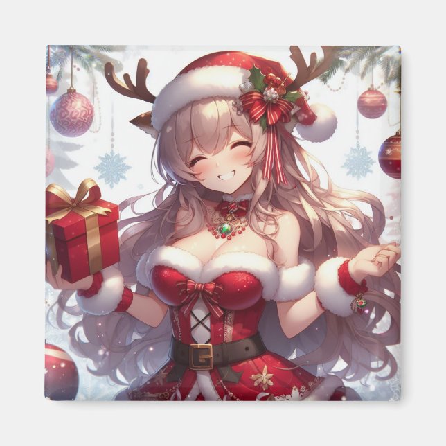 Aimant Jolie fille de Noël d'anime (Devant)