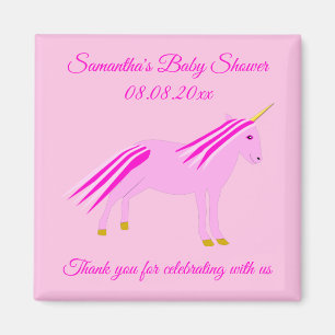 Aimant Jolie fille rose bébé Unicorn Baby shower personna