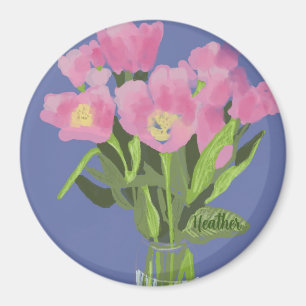 Aimant Jolie Fleur de tulipe d'Art moderne Illustration +