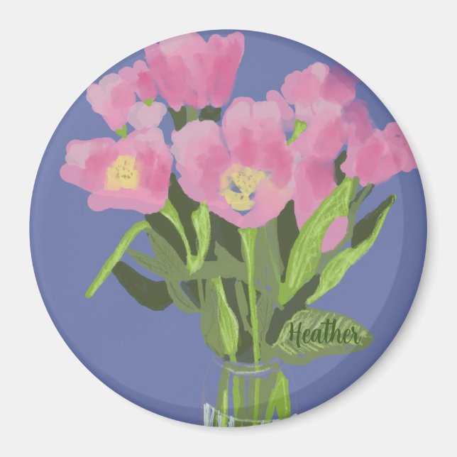 Aimant Jolie Fleur de tulipe d'Art moderne Illustration + (Devant)