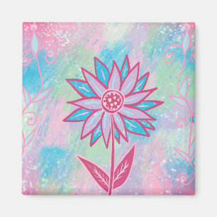 Aimant Jolie fleur pastel dessinée à la main