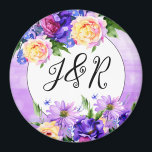 Aimant Jolie Fleurs violettes Mariage Floral Personnalisé<br><div class="desc">Jolie fleurs violettes élégante Mariage mariage personnalisé date et noms aimnet rappel mariage.</div>