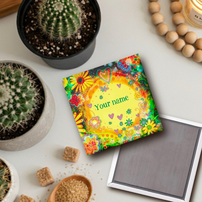 Aimant Jolie florale jaune Customisé Inspirivité (Créateur téléchargé)