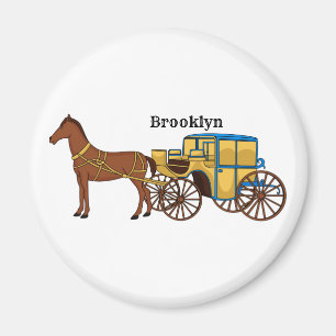 Aimant Jolie illustration de cheval et de calèche royale