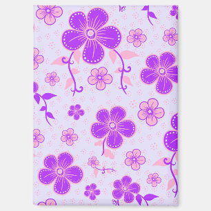 Aimant Jolie impression florale violet et rose sur Lavend