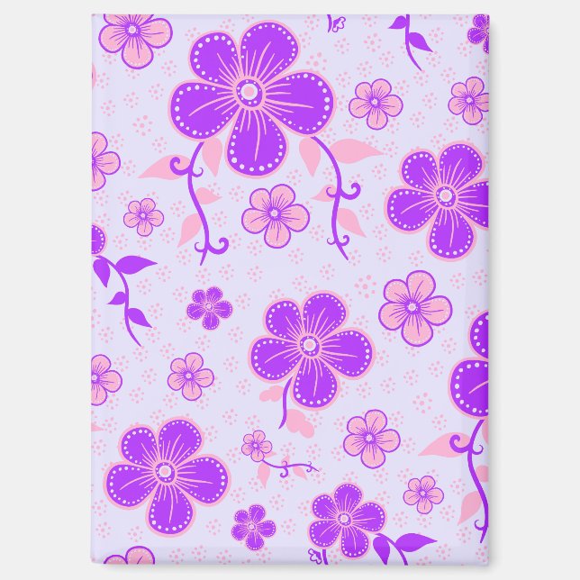 Aimant Jolie impression florale violet et rose sur Lavend (Recto)