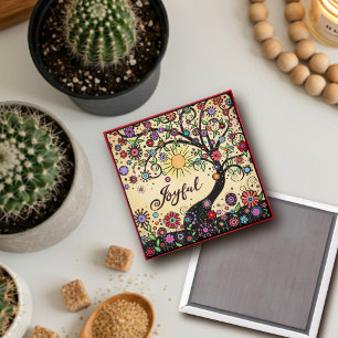 Aimant Jolie jolie arbre Colorful Floral Inspirivity