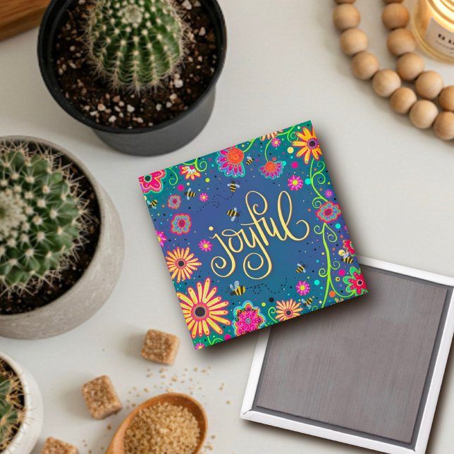 Aimant Jolie Jolie Jolie Colorful Floral Bees Inspirivity (Créateur téléchargé)