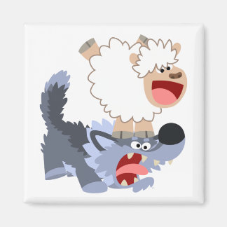 Aimant Jolie joueuse de dessin mouton et de loup de magne