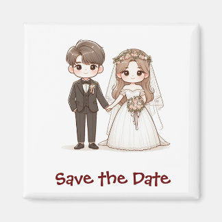 Aimant Jolie mariée et marié, réservez la date