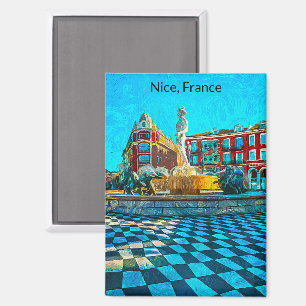 Aimant Jolie peinture à l'huile de la Place Masséna à Nic