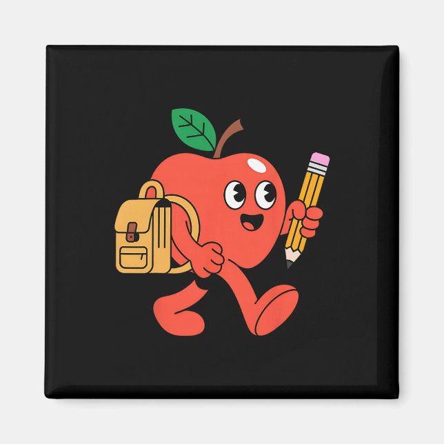 Aimant Jolie pomme qui retourne à l'école  (Devant)