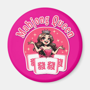 Aimant Jolie Reine Américaine de Mahjong Couronne Rose Gr