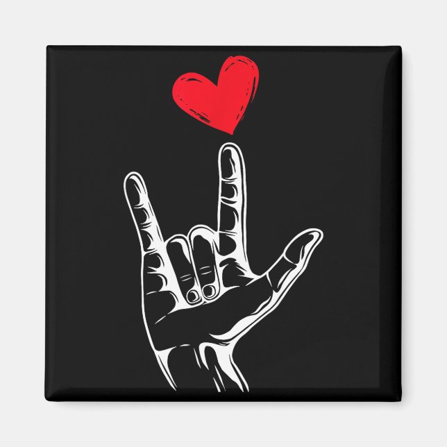 Aimant Jolie Saint-Valentin_ Langue des signes de la main (Devant)