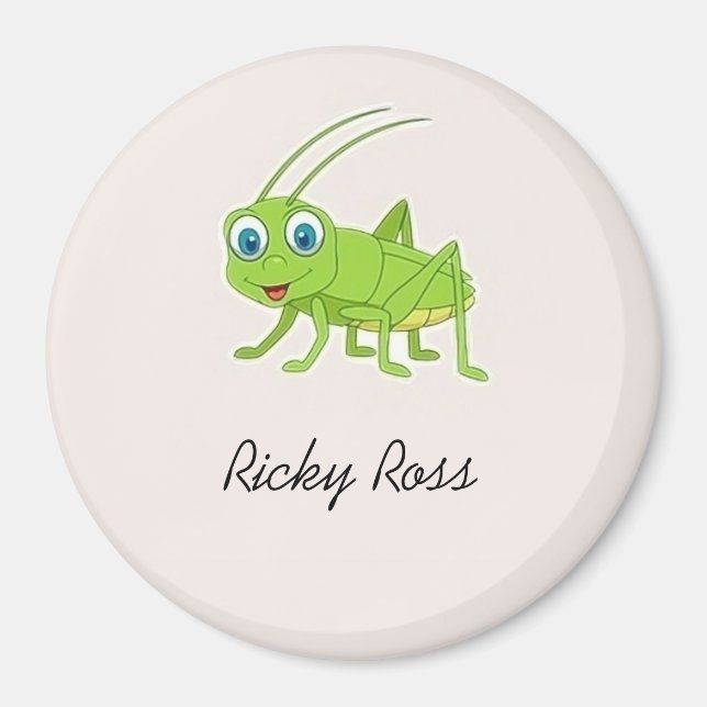 Aimant Jolie sauterelle verte violette (Devant)