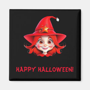 Aimant Jolie sorcière de Halloween aux cheveux rouges Mag