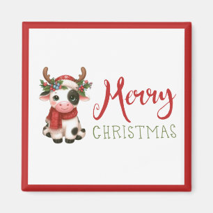 Aimant Jolie vache de Noël mignonne