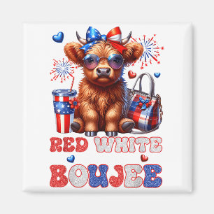 Aimant Jolie vache Highland rouge blanc et boujee 4 juill