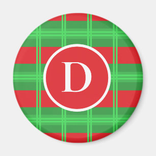 Aimant Jolies couleurs de Noël avec monogramme rouge et v