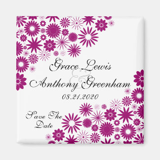 Aimant Jolies Florales Foncé Fuchsia Sauvez L'Aimant Date