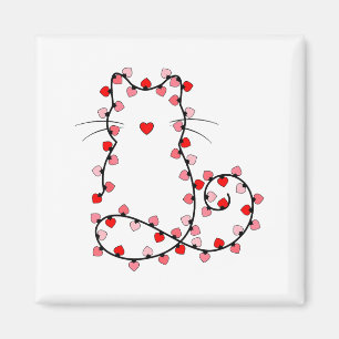 Aimant Jolies lumières de la Saint-Valentin Chat Cœur Amo