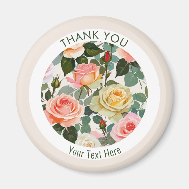 Aimant Jolies Roses Fleur Botanique Fleurs Merci (Devant)