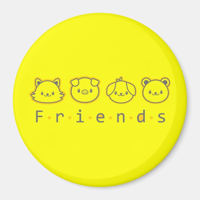 Aimant Jolis amis animaux se font face  (Devant)