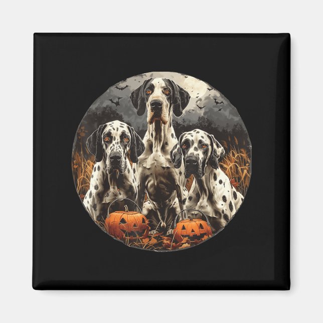 Aimant Jolis chiens Great Dane d'Halloween Citrouille Som (Devant)