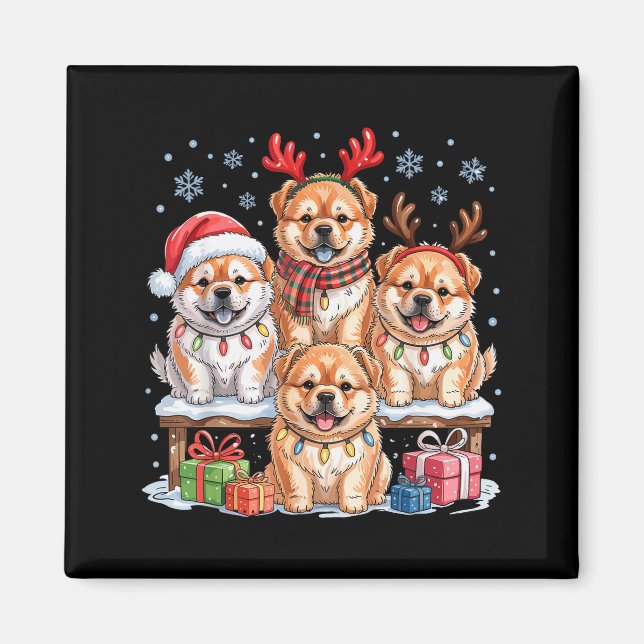 Aimant Jolis Noël Chow Chow pour les Amateurs de Chiens D (Devant)