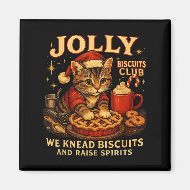 Aimant Jolly Biscuits Club We Knead Cat Xmas  (Devant)
