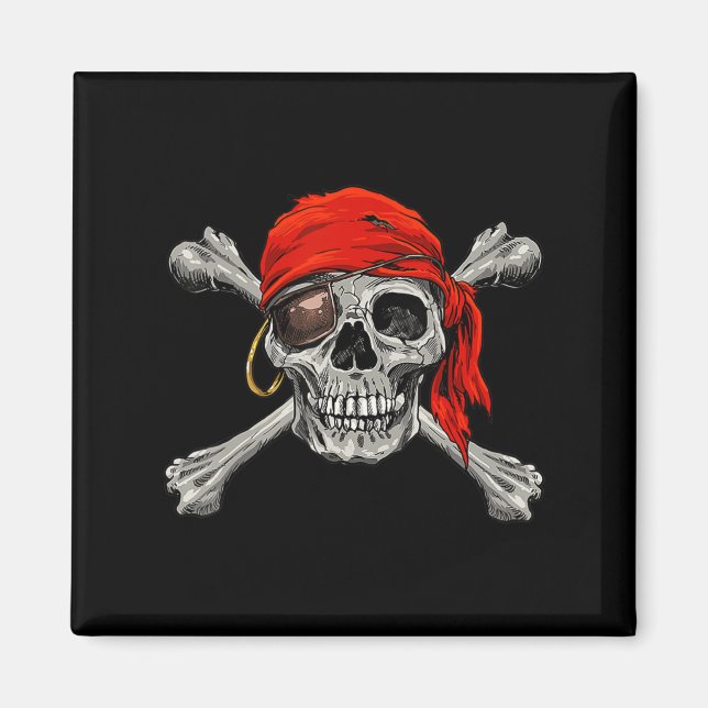 Aimant Jolly roger Pirate Skull Crossbones Halloween Coût (Devant)