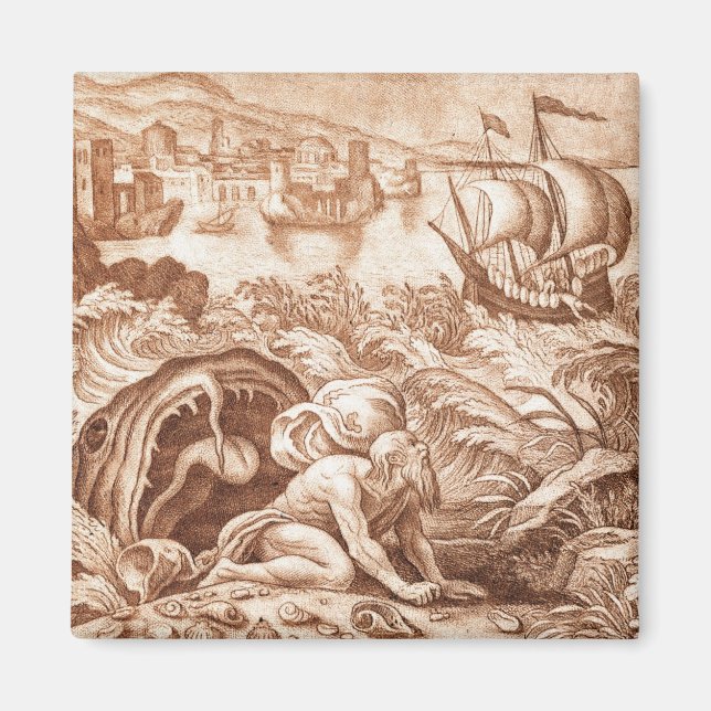 Aimant Jonah et la baleine, illustration tirée d'une Bibl (Devant)