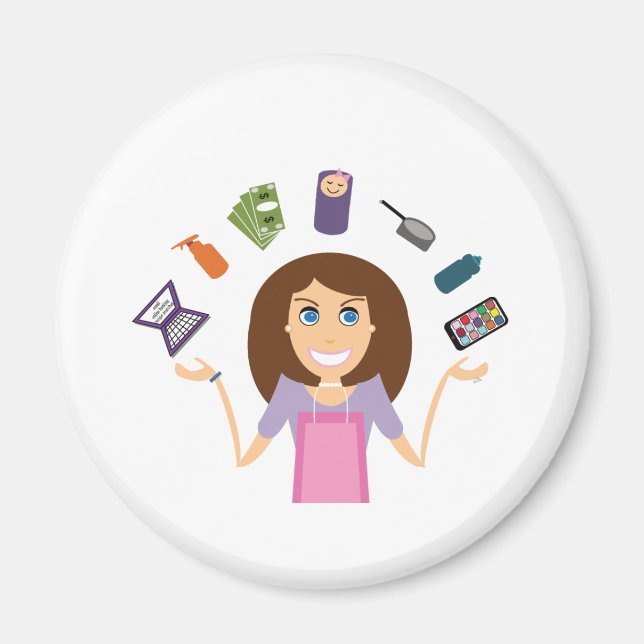 Aimant Jongler maman (Brunette) (Devant)