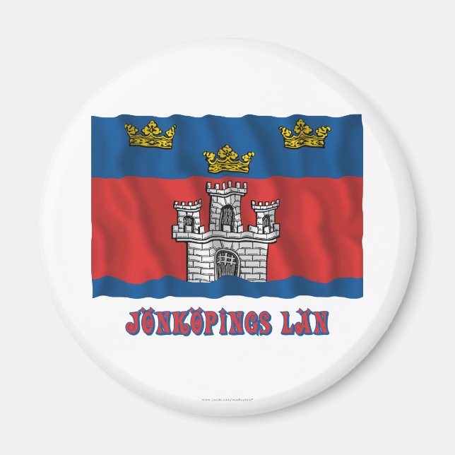 Aimant Jönköpings län drapeau à agiter nom (Devant)