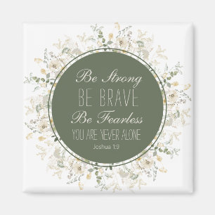 Aimant Joshua 1:9 Be Strong Green Wildflower Wreath