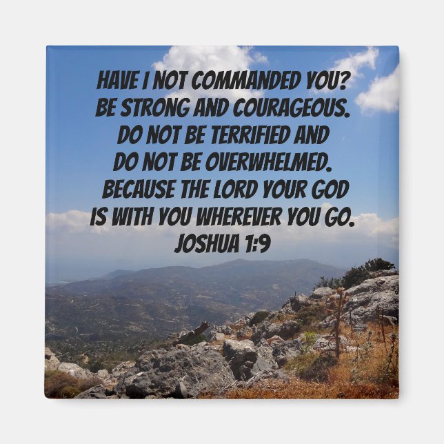 Aimant Josué 1:9 Verset Bible Fort Et Courageux (Devant)