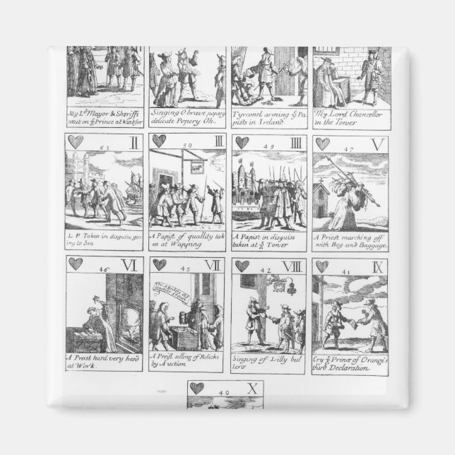 Aimant Jouer aux cartes anti-catholiques commémorant (Devant)