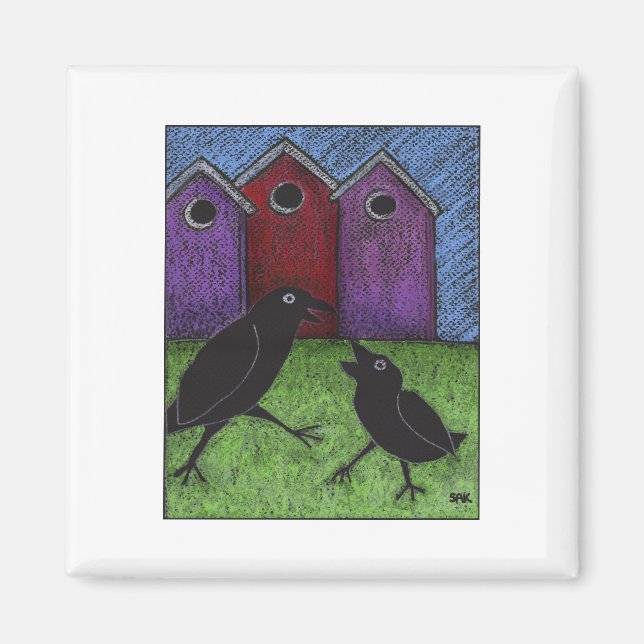 Aimant Jouer aux oiseaux noirs (Devant)