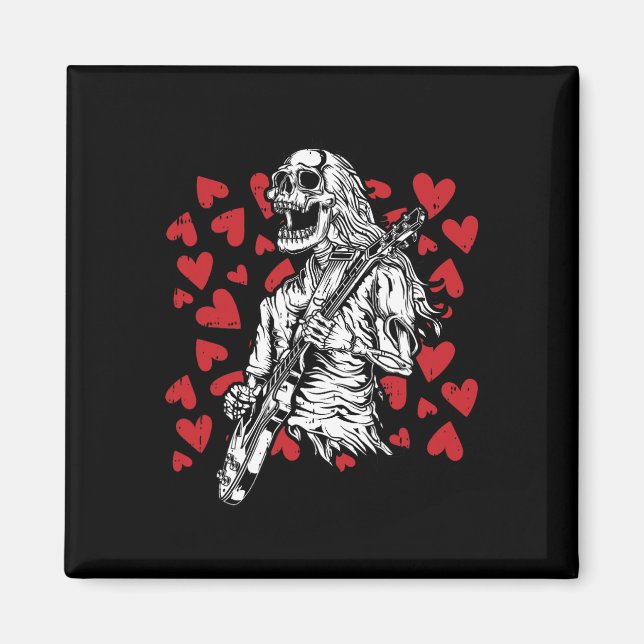 Aimant Jouer Guitare Valentines Cool Rock Musicien (Devant)
