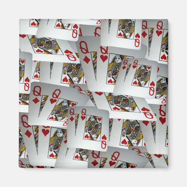 Aimant Jouer Poker Queens Design, (Devant)