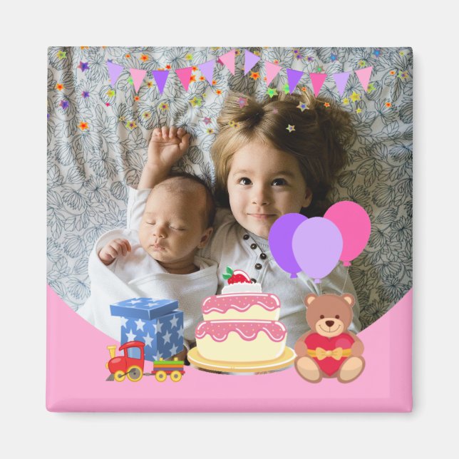 Aimant Jouets pour enfants roses mignonette Fête d'annive (Devant)