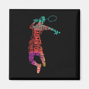 Aimant Joueur de badminton coloré _ Raquette de navette _