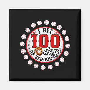 Aimant Joueur de baseball, j'ai frappé 100 jours d'école