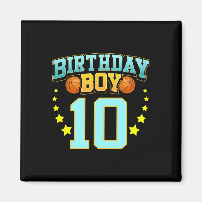 Aimant Joueur de basket 10 ans 10e fête d'anniversaire (Devant)
